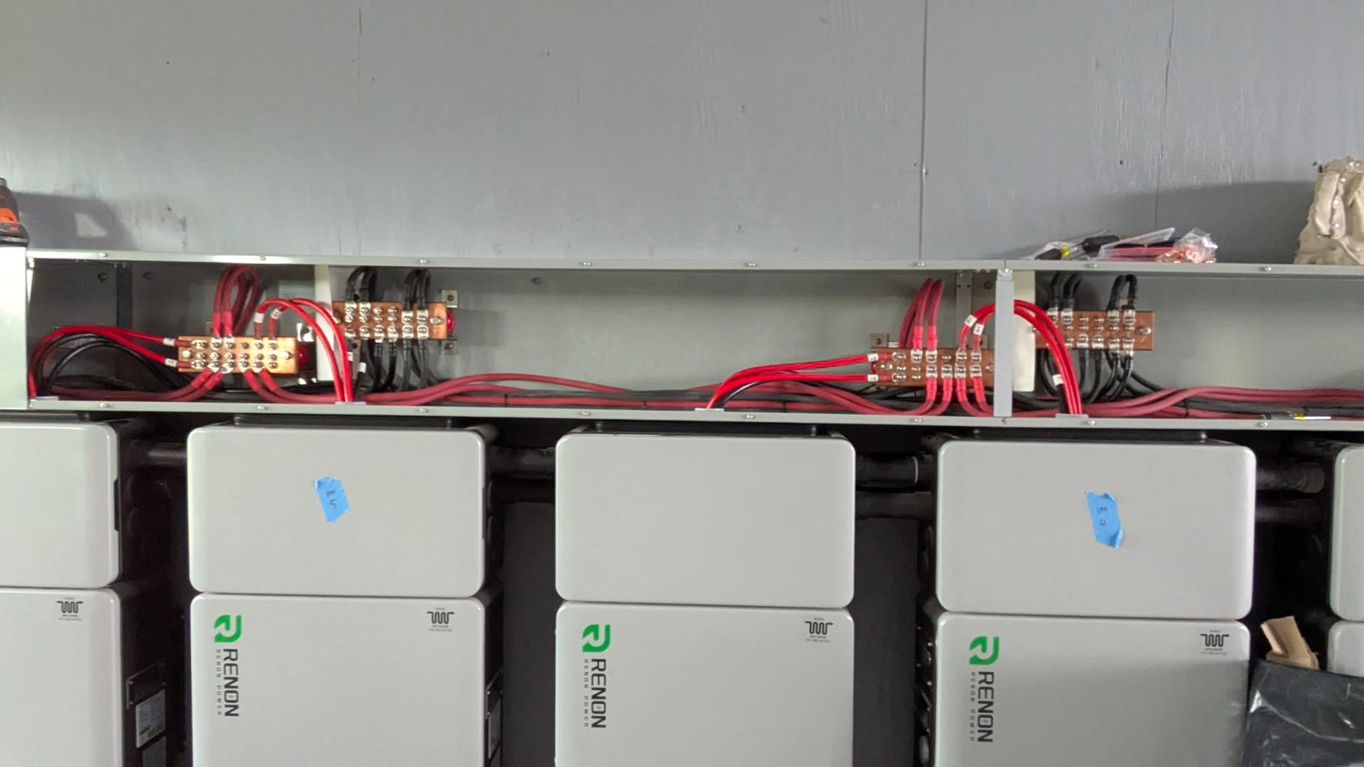 Renon Power MPack battery bank — 224 kWh of total on-site storage.